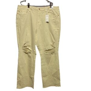 NEW Judy Blue High Waist Wide Leg Distressed Jeans Bone Garment Dyed 24W